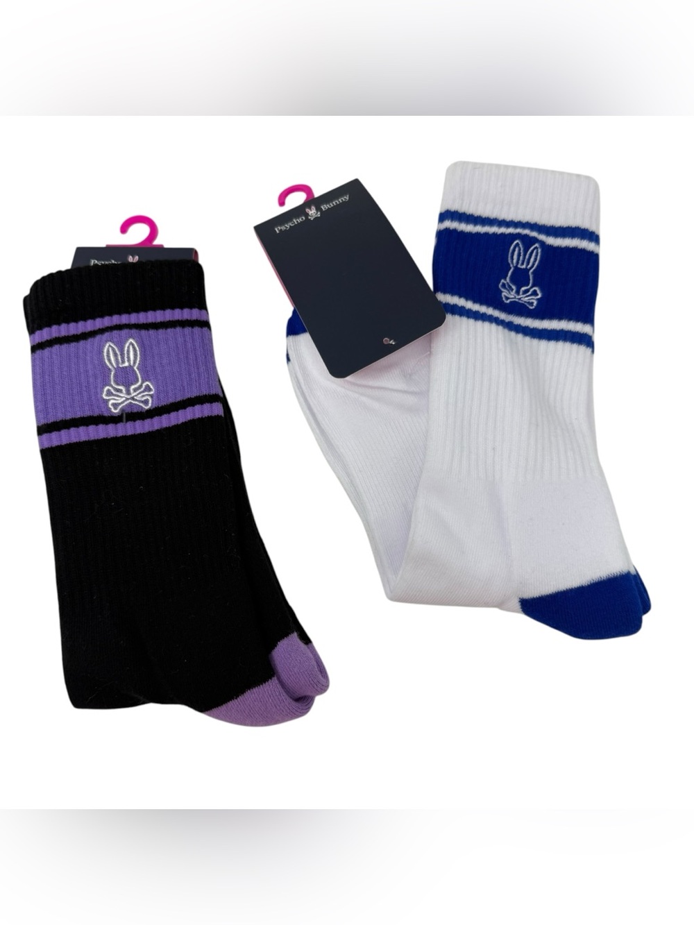 Psycho Bunny Mens 2 pair Sport White Black Socks One Size‎ New